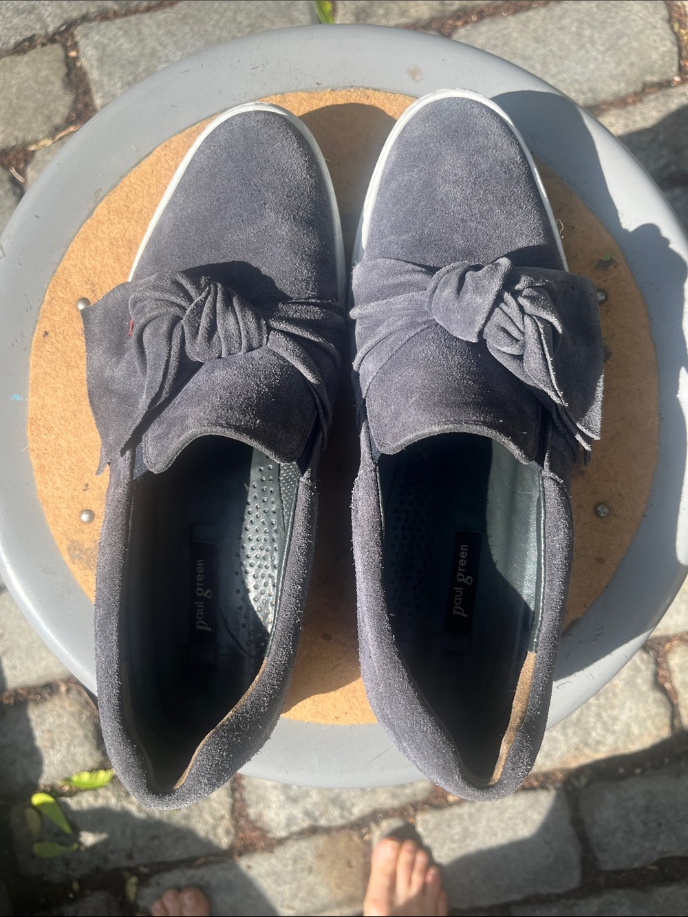 Paul Green Micky Bow Suede Slip On Shoes Sneakers Gray Size 8    (UK 5.5)